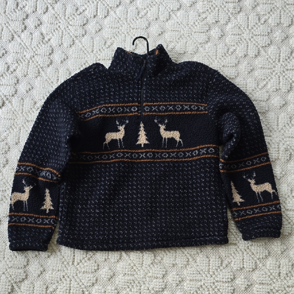 Old Navy Men's Black and Tan Zip-Up Sweater